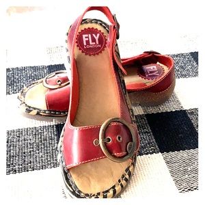 Fly London Red Sling Back Sandals